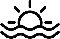 Icono de un sol sobre el mar